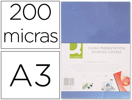 CJ100 tapas de encuadernación Q-Connect PVC Din A-3 incoloro 200 micras